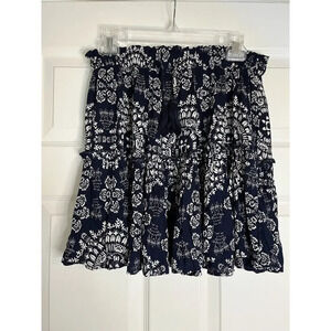 NWT Revel Navy White Cottage Core Boho Granny Hippie Western Women Medium Skirt